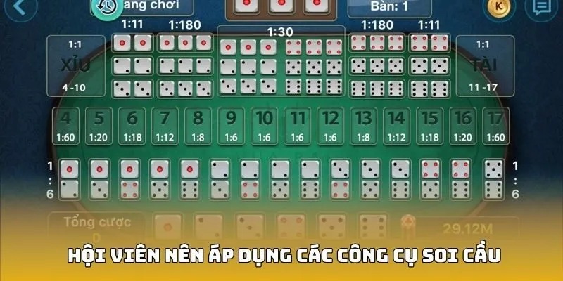Hội viên nên áp dụng các công cụ soi cầu